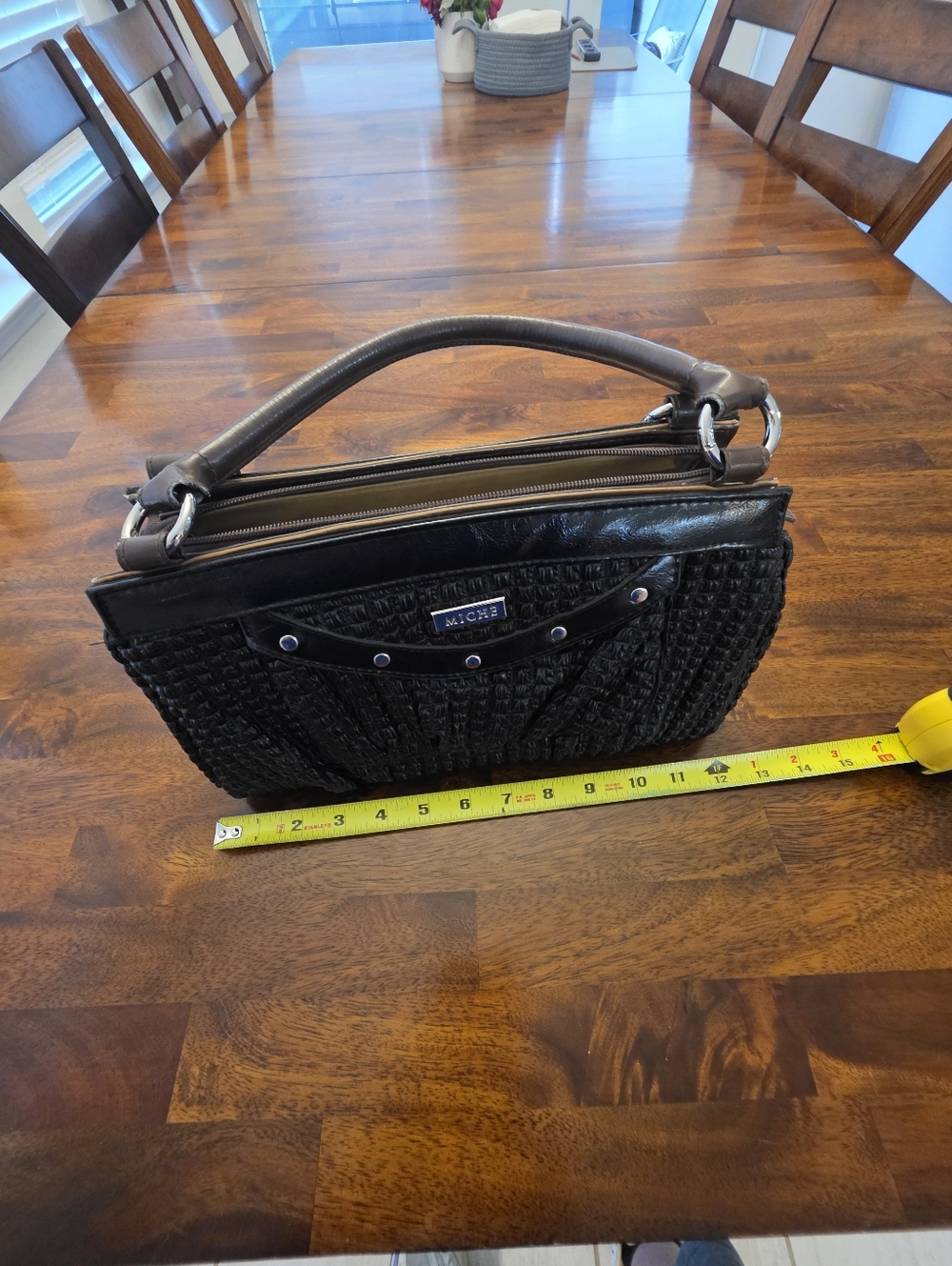 MICHE Black Woven Accent Women's Handbag - Picture 9 of 10